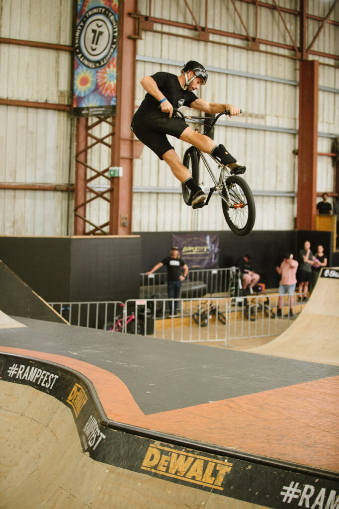 bmx rider competing at a big competition national series event at Rampfest in Melbourne